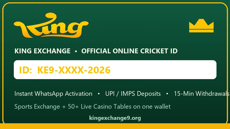 Annotated King Exchange ID card showing panel address, username, password and wallet details